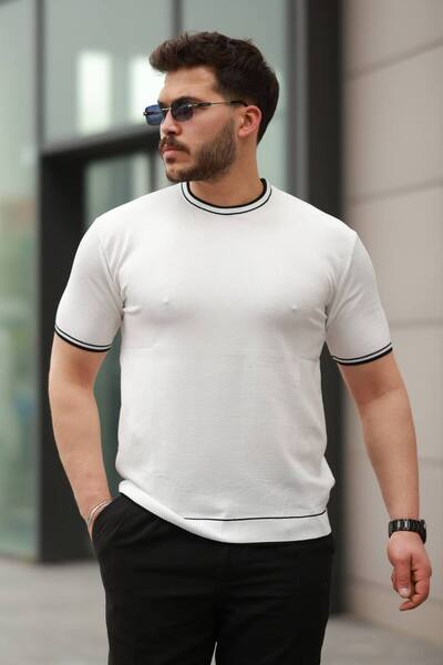 ROBERTO BORNOVA Striped Crew Neck Polyamide Knitwear Tshirt