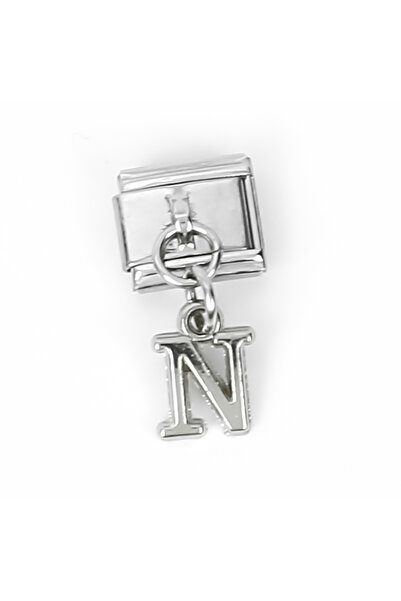 yfhobi Çelik İtalyan Bileklik Charmı, 1 Adet Paslanmaz Çelik Kulplu Harf Char...