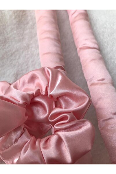 FashionSButik Pudra Pembe Isısız Saç Şekillendirme Seti Saten Saç Sosisi Saç Bigudisi Seti Saç Şekillendirici