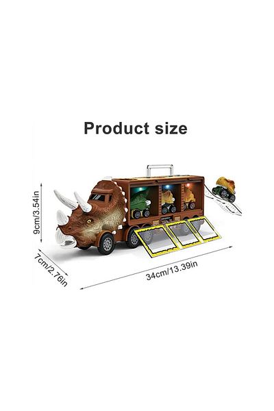 Zumzeria Camion Dinozaur Triceratops cu Masinute si Figurine Set Jucarii Copii cu Dinozauri, 37.5x10x16.5 cm