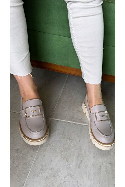 Mammamia 3760 Hakiki Deri Saraçlı Orta Tokalı Tırtıklı Eva Taban Günlük Ortopedik Kadın Ayakkabı