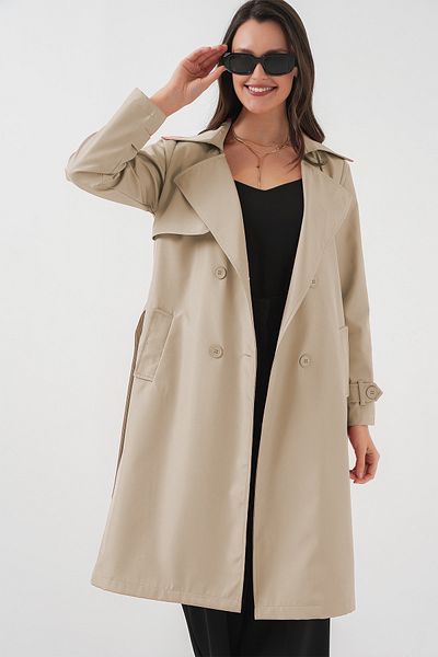 Bigdart K. Beige 5918 Trenchcoat mit zweireihigem Kragen
