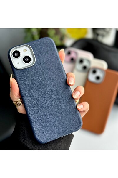 Go Aksesuar Iphone 13 - 14 - 15 Uyumlu Estetik Dokulu Deri Görünümlü Esnek Si...