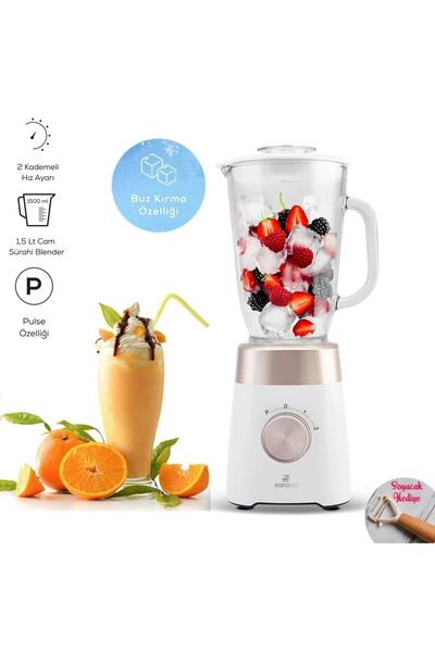 Karaca smothiler, milkshakeler, sebze suları Buz Kırıcı 1,5 Lt CAM Hazneli Smoothie Blender 1000w, Hediyeli