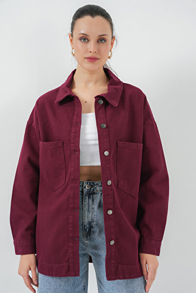 Bigdart 20192 Oversize Gabardine Shirt Jacket - Claret Red