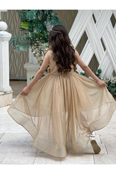 HACER SAYGIN KİDS Kız Çocuk Önü Kısa Arkası Uzun Tül Detaylı Elbise