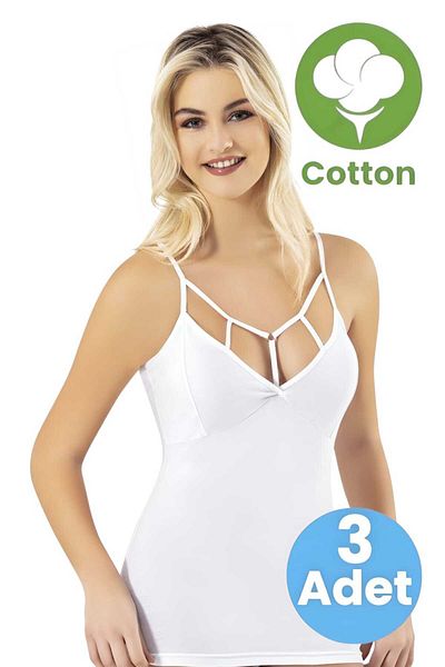 Tezzgelsin Women's 3-Piece String Strap Model Undershirt