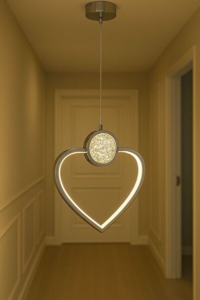 CRAFT HOME Gümüş Taşlı Kalp Avize Mutfak Koridor Çocuk Odası