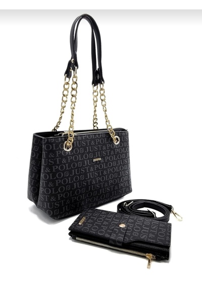 Just Polo حقيبة يد وكتف نسائية من جست بولو مكونة من 4 أقسام مع محفظة