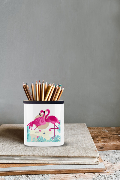 bymat Θήκη για στυλό Flamingo 9cm Ύψος Διπλής Όψης Εκτύπωση Κεραμικό Kl25yh-60