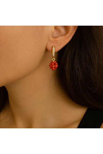 DURAN TAKI TASARIM Hakiki Mercan Gümüş Küpe