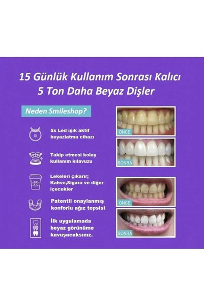 qualityworld 10 Adet Şırıngalı Profesyonel Diş Beyazlatma Seti Aktif Diş Beyazlatma Cihazı ve Şırınga Seti