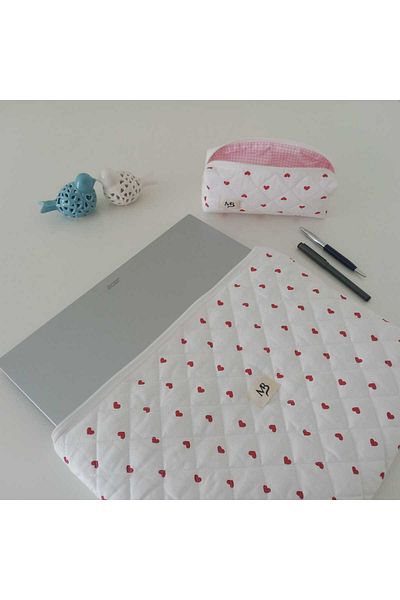 M&B Heart Pattern Laptop-Pencil Bag 10-11-12 Inch