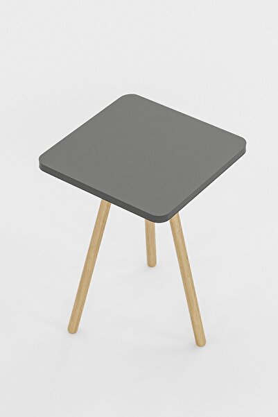 interGO 1 Pieces Coffee Table Wooden Legs Square - Gray