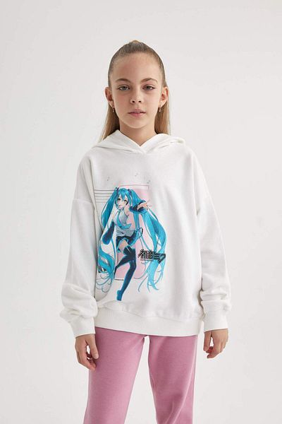 DeFacto Dívčí mikina Hatsune Miku Oversize s kapucí - B2524A823Wn
