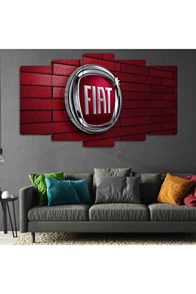 EVLOYA Fiat Logosu - 5 Parçalı Araba Tablo