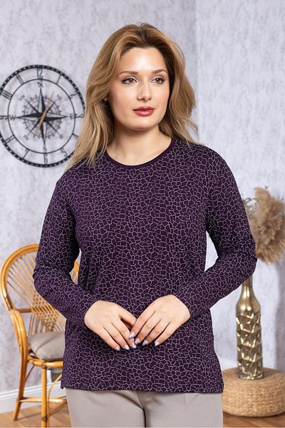 Mutlu City Bluză din bumbac pieptănat pentru femei, model nou, de înaltă calitate, cu gât rotund, pentru mamă de vârstă mijlocie 6549