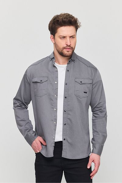 YXC Ανδρικό τζιν πουκάμισο Slim Fit