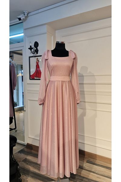 makbuleofficial Ροζ ασημί ύφασμα, Princess Cut, Φόρεμα αρραβώνων