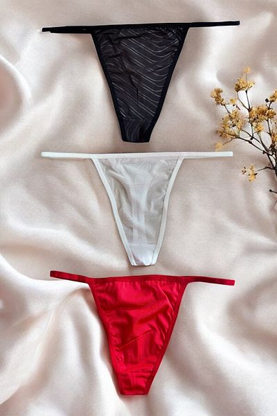 BLİSS WEAR FASHION Women's 3-Piece String Thong Panties