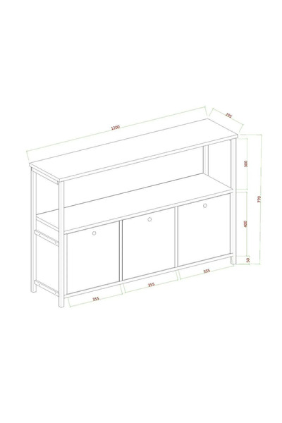 Decomob CEPA 3 KAPAKLI KONSOL, METAL AYAKLI KONSOL , 120 cm ,