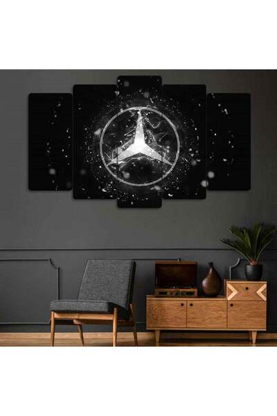 EVLOYA Mercedes-Benz Logo - 5 Parçalı Araba Tablo