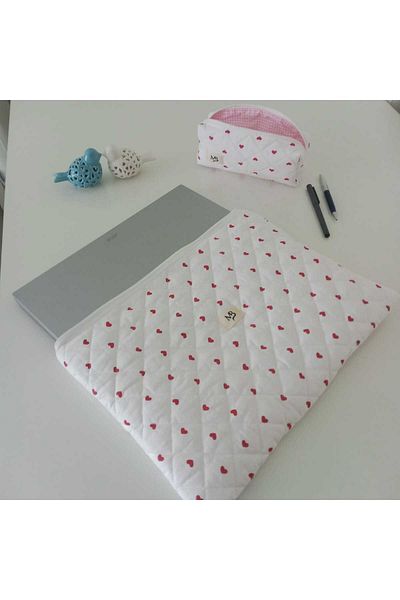 M&B Heart Pattern Laptop-Pencil Bag 10-11-12 Inch
