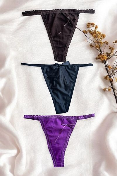 BLİSS WEAR FASHION Women's 3-Piece String Thong Panties