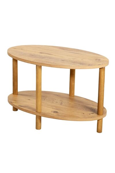 interGO Center Table Elliptic Wooden Legs - Atlantic Pine Pattern