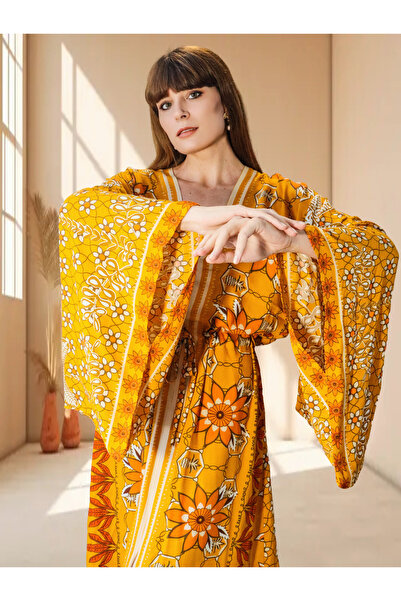 Su Koleksiyon GİZA JAPONE KOLLU BOHO STİL VİNTAGE ELBİSE