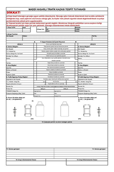 Halidi Kaza Tespit Tutanak Seti Kalem Hediyeli Uyumlu