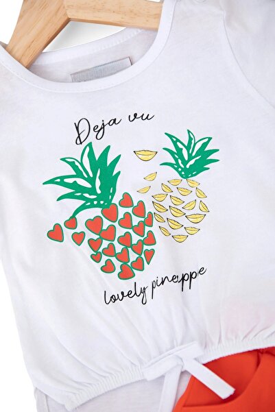 Ege Bebek Baby Girl Pineapple Printed Summer 6-9-12-18-24 Months Baby Set with Shorts