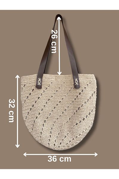 MELUSH Geantă de umăr din tricot cu mâner rotund din piele cu sclipici de culoare bej