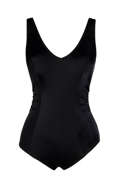 Endeep Beria Women's Plus Size Black Gathering Swimsuit with Cups