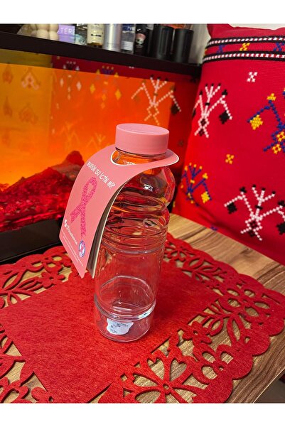 EVİM GÜZELLİK Vita Pembe Kapaklı Cam Su/ Süt Şişesi 500 cc