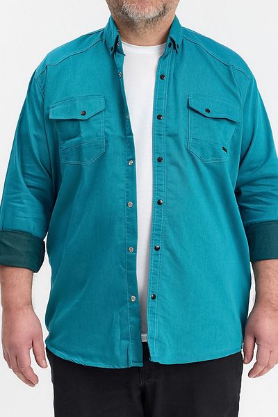 YXC Trend Maker Мъжка риза Slim Fit с тясна кройка от памучен деним (ПОДХОДЯЩА ЗА 110-115 КИЛОГРАМА 5XL)