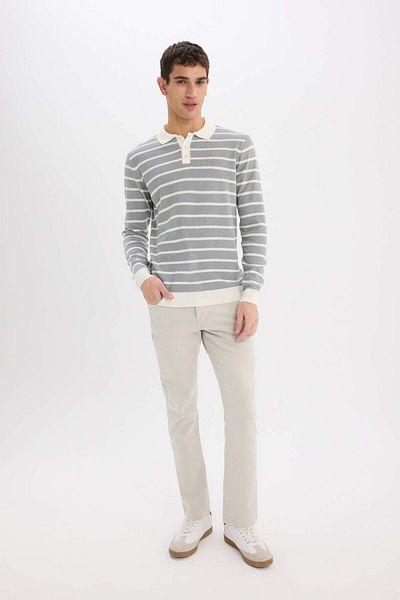 DeFacto Standard Fit Polo Neck Striped Knitwear Sweater E7604Ax24Wn