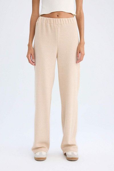 DeFacto Ribbed Camisole Pants - Elastic Waist, Straight Leg B2206Ax24Au