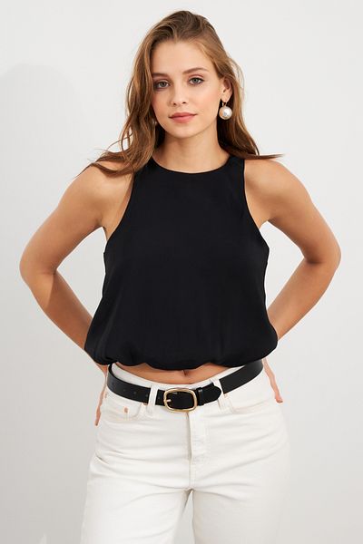 Cool & Sexy Γυναικεία Μαύρη Αμάνικη Μπλούζα SAN101