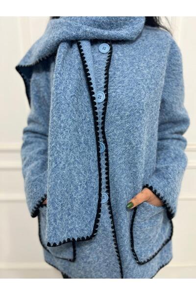 LÜKSERA CEPLERİ VE KENARLARI BİYE İŞLEMELİ ATKILI İTHAL KEÇE HIRKA