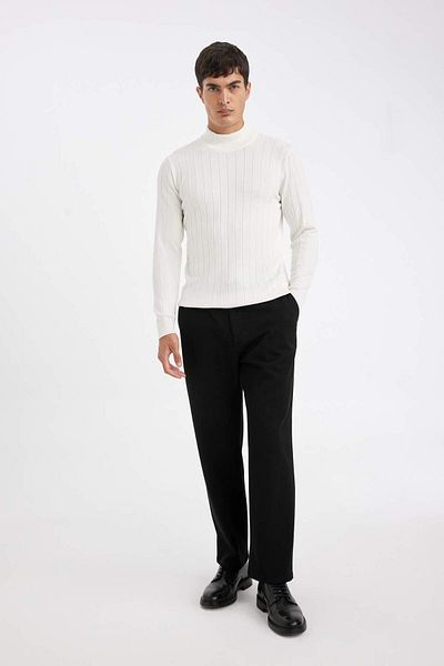 DeFacto Standard-Passform, normaler Schnitt, halber Rollkragenpullover, Jacquard-Strickpullover D2943ax24au
