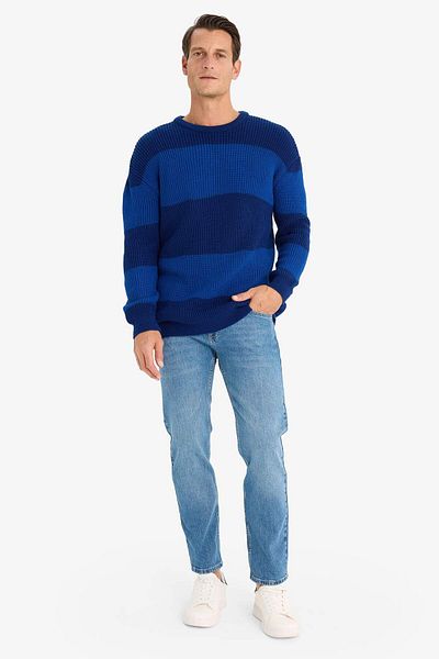 DeFacto Oversize Wide Fit Crew Neck Striped Knitwear Sweater E5372Ax24Wn