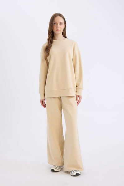 DeFacto Straight Fit Χοντρό Φούτερ Basic ίσια ελαστική μέση Φαρδύ φαρδύ πόδι E4979ax24wn