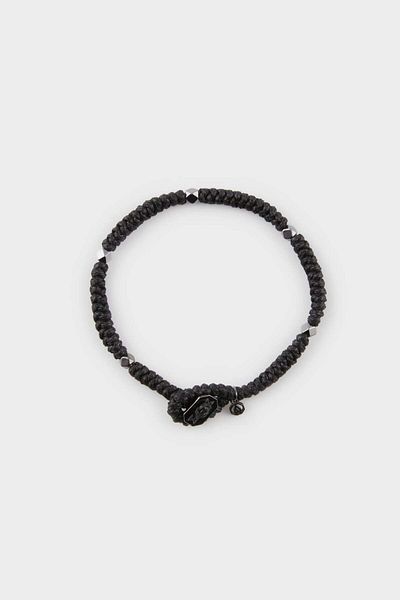 DeFacto Atolyewolf X Herren-Armband mit geflochtenem Seil und Stahlteilen, silberfarben, rote Schlangen