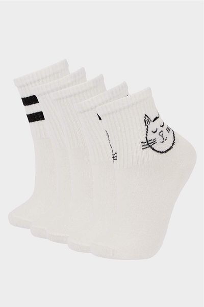 DeFacto Bequeme elastische 5-teilige lange Baumwollsocken für Mädchen E6263a8ns