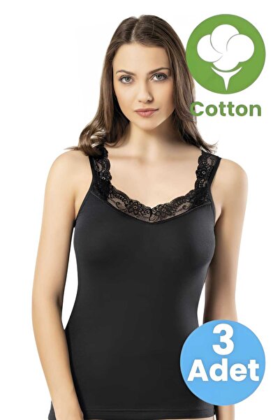 Tezzgelsin Жіночий трикотажний майка з тонкими бретельками та мереживною обро...