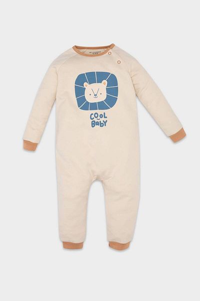 DeFacto Baby Boy Newborn Buttoned Lion Printed Long Sleeve Romper D2580A524Au