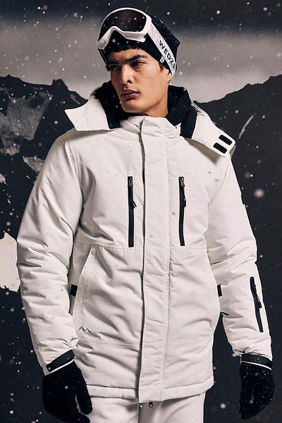 DeFacto Fit Waterproof Ski Coat - Hooded, Fleece Lined, Zippered Pockets X7422Az23Wn