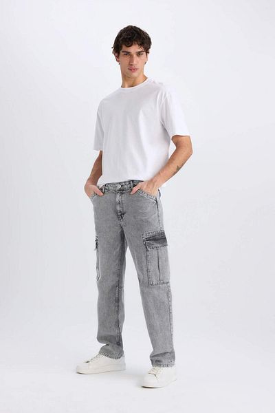DeFacto Relax Fit Cargo Pocket Φαρδύ τζιν παντελόνι D7263AX25SP