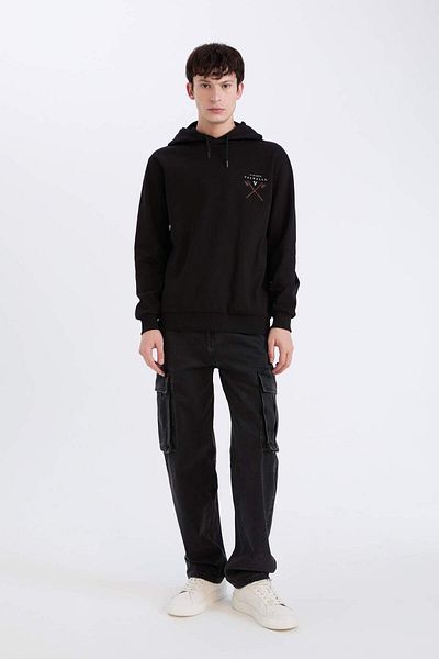 DeFacto Φούτερ Vikings Valhalla Regular Fit με κουκούλα - Πίσω στάμπα E3211AX24WN